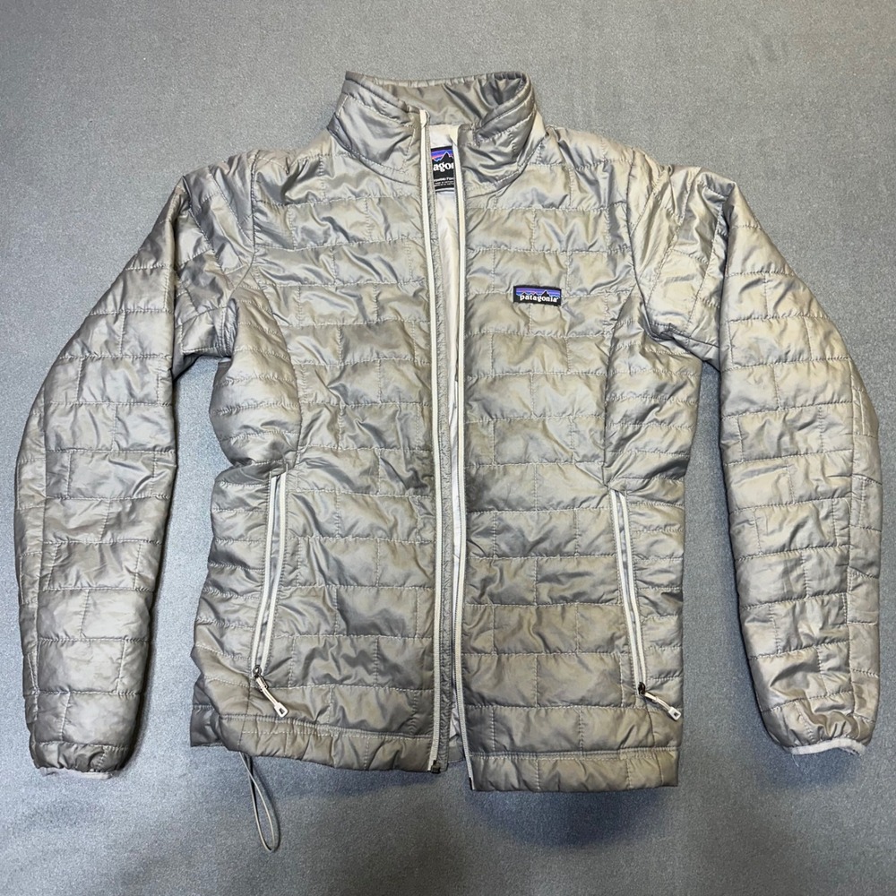 Patagonia Nano Puff Jacket Womens Small Silver Grey Puffer Quilted Insulated